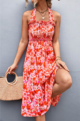 Vestido playero bohemio sin mangas con estampado informal para mujer